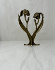Vintage Brass Flower Candlestick Holder