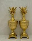 Large Vintage Brass Pineapple Container-A Pair-Hollywood Regency