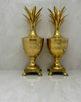 Large Vintage Brass Pineapple Container-A Pair-Hollywood Regency