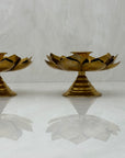 Vintage Brass Flower Candleholders-A Pair