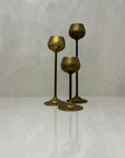 Vintage Brass Graduating Candlestick Holders-Set of Three