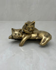 Vintage Bronze Resting Shelf Cats-A Pair