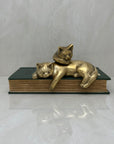 Vintage Bronze Resting Shelf Cats-A Pair