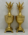 Large Vintage Brass Pineapple Container-A Pair-Hollywood Regency