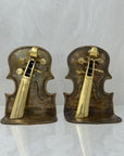 Vintage Brass Guitar Bookends-A Pair