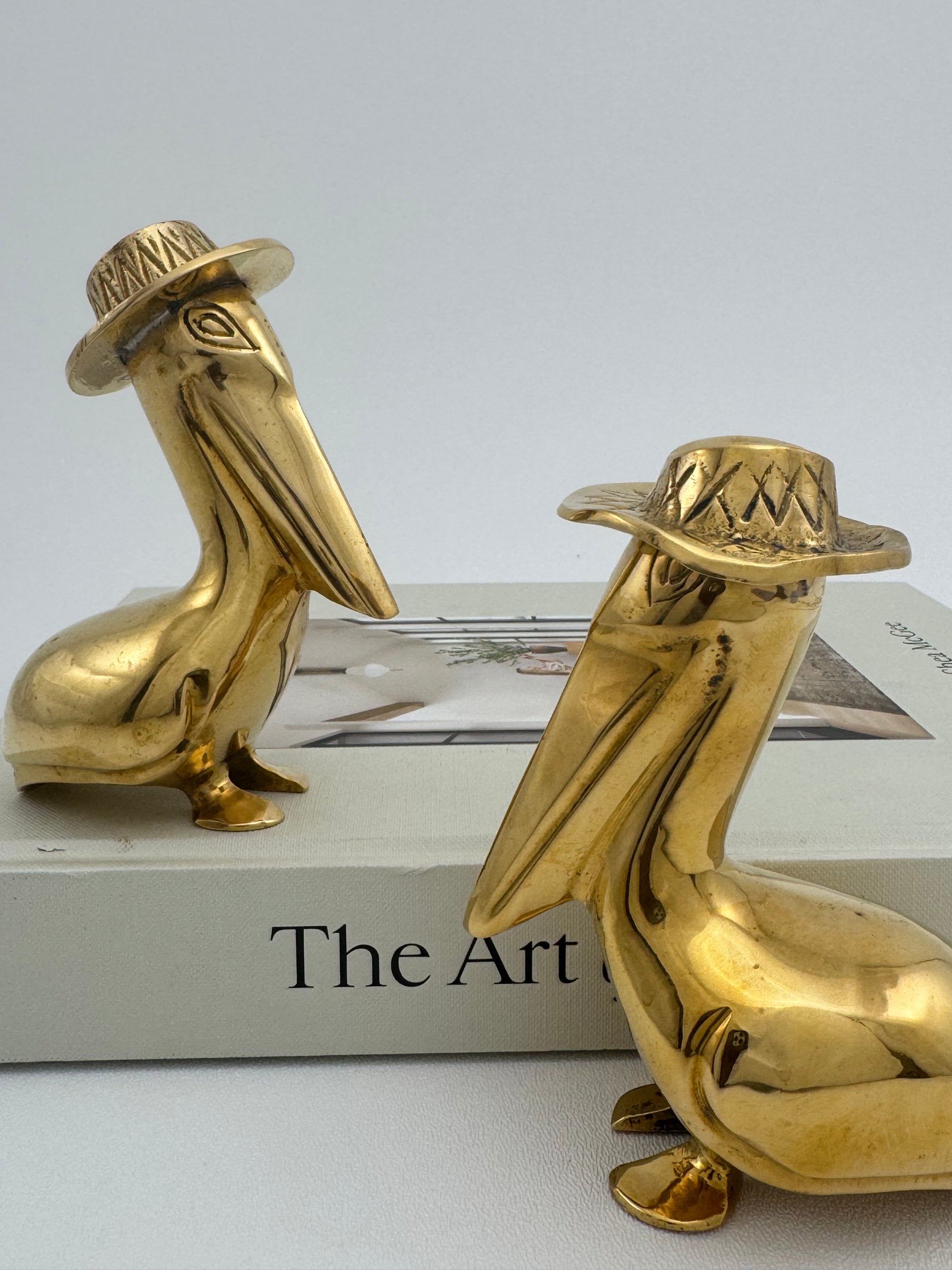 Vintage Brass Pelican Couple