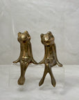 Vintage Brass Shelf Sitting Frogs- A Pair