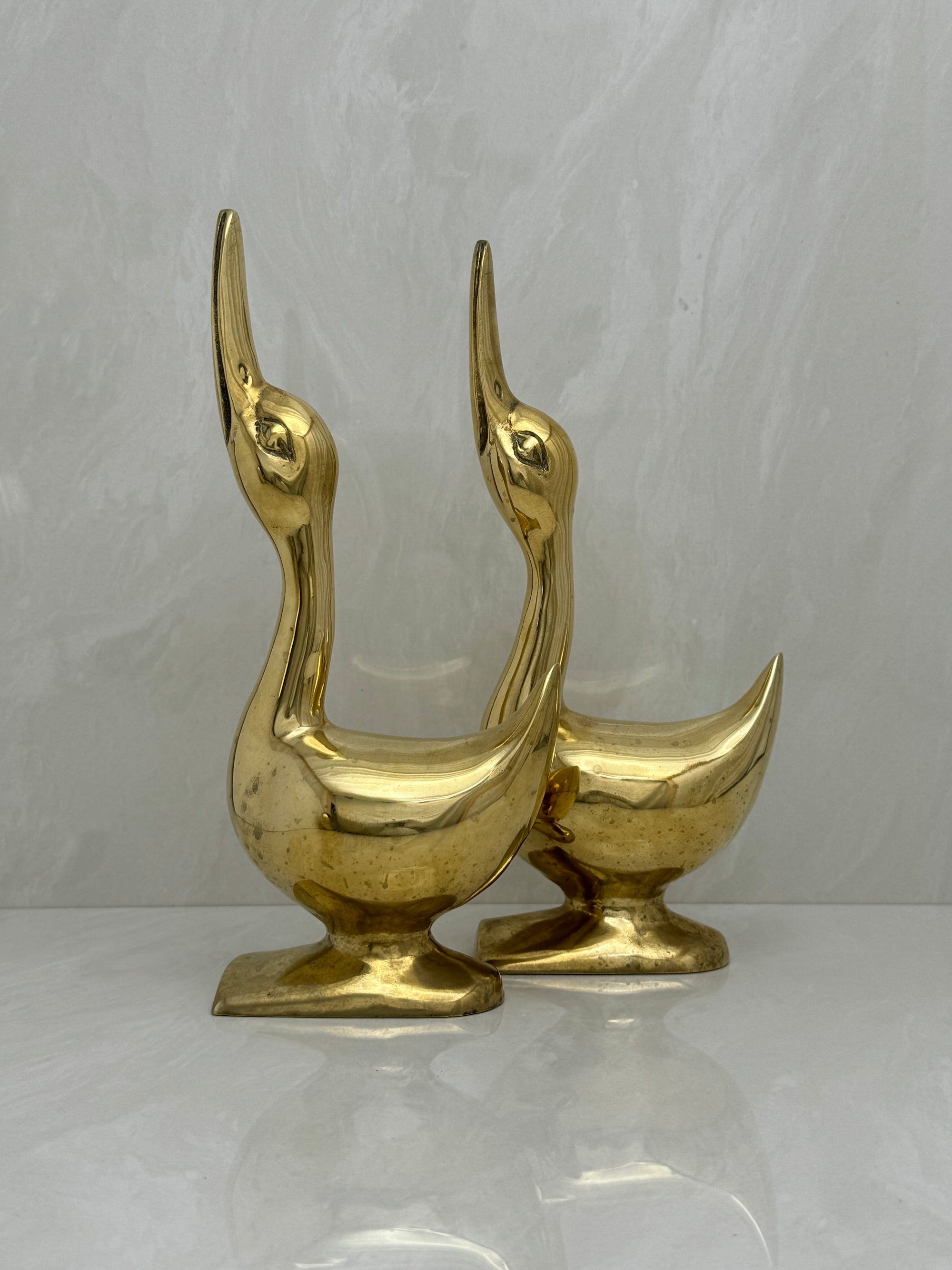 Vintage Brass Goose Bookends-A Pair