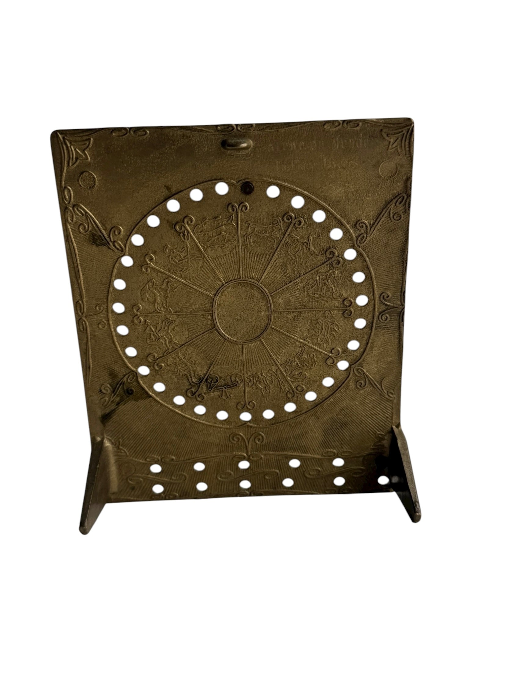 Vintage Brass Sundial Desk Calendar with Pegs