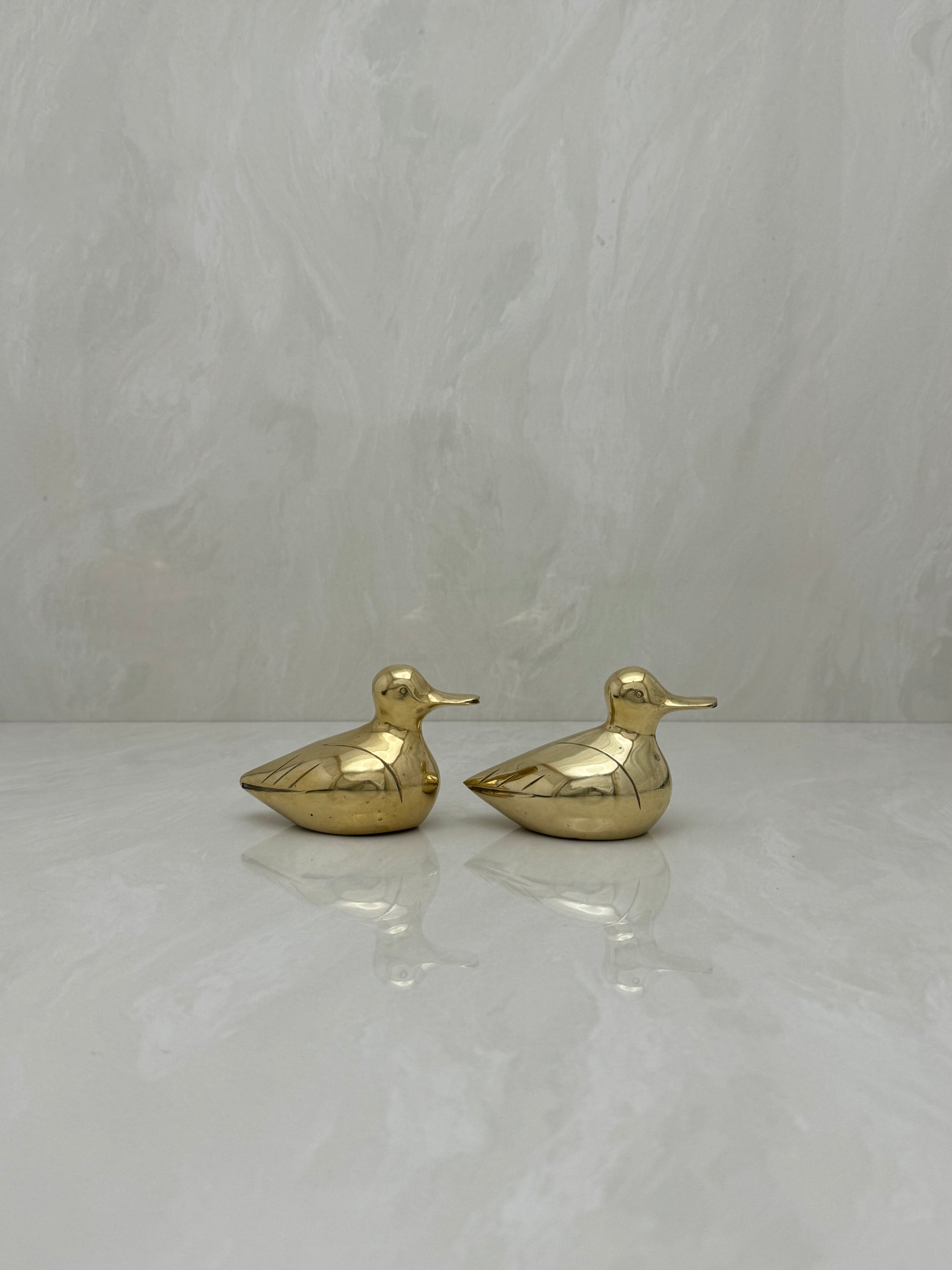 Small Vintage Brass Ducks-A Pair