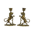 Vintage/Antique Brass Lion Candleholders- A Pair