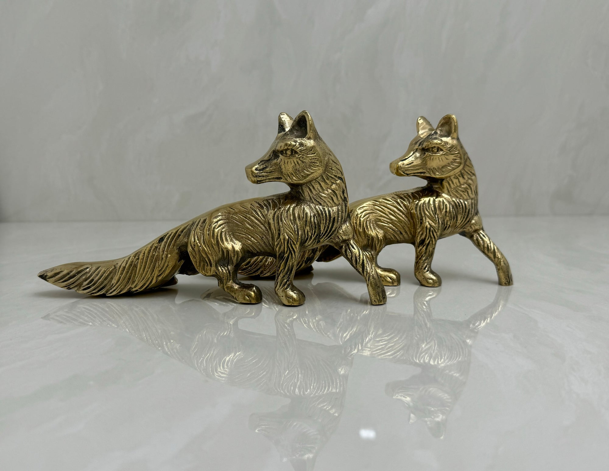 Vintage Brass Foxes- A Pair