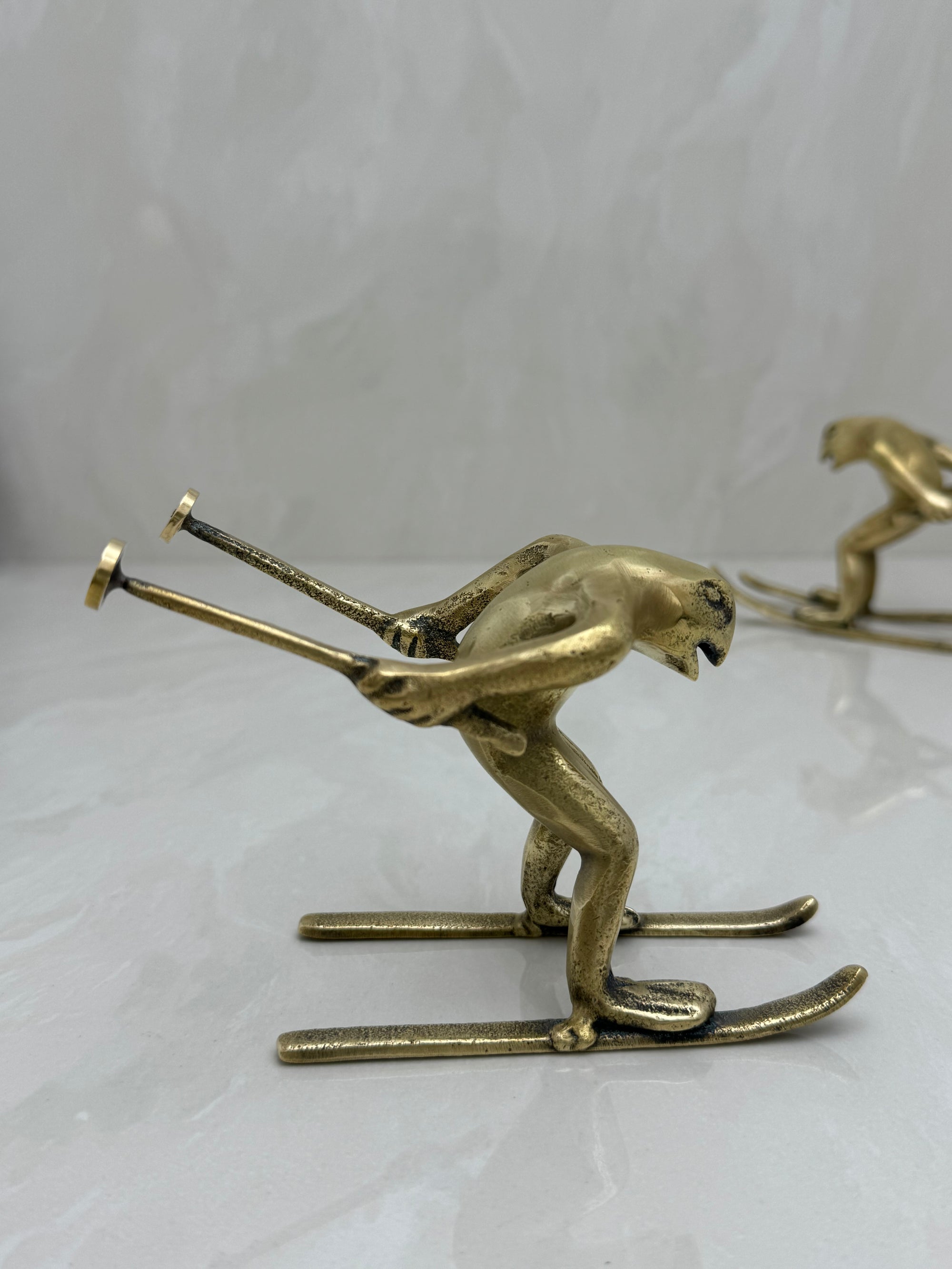 Vintage Bronze Skiing Frog Brothers