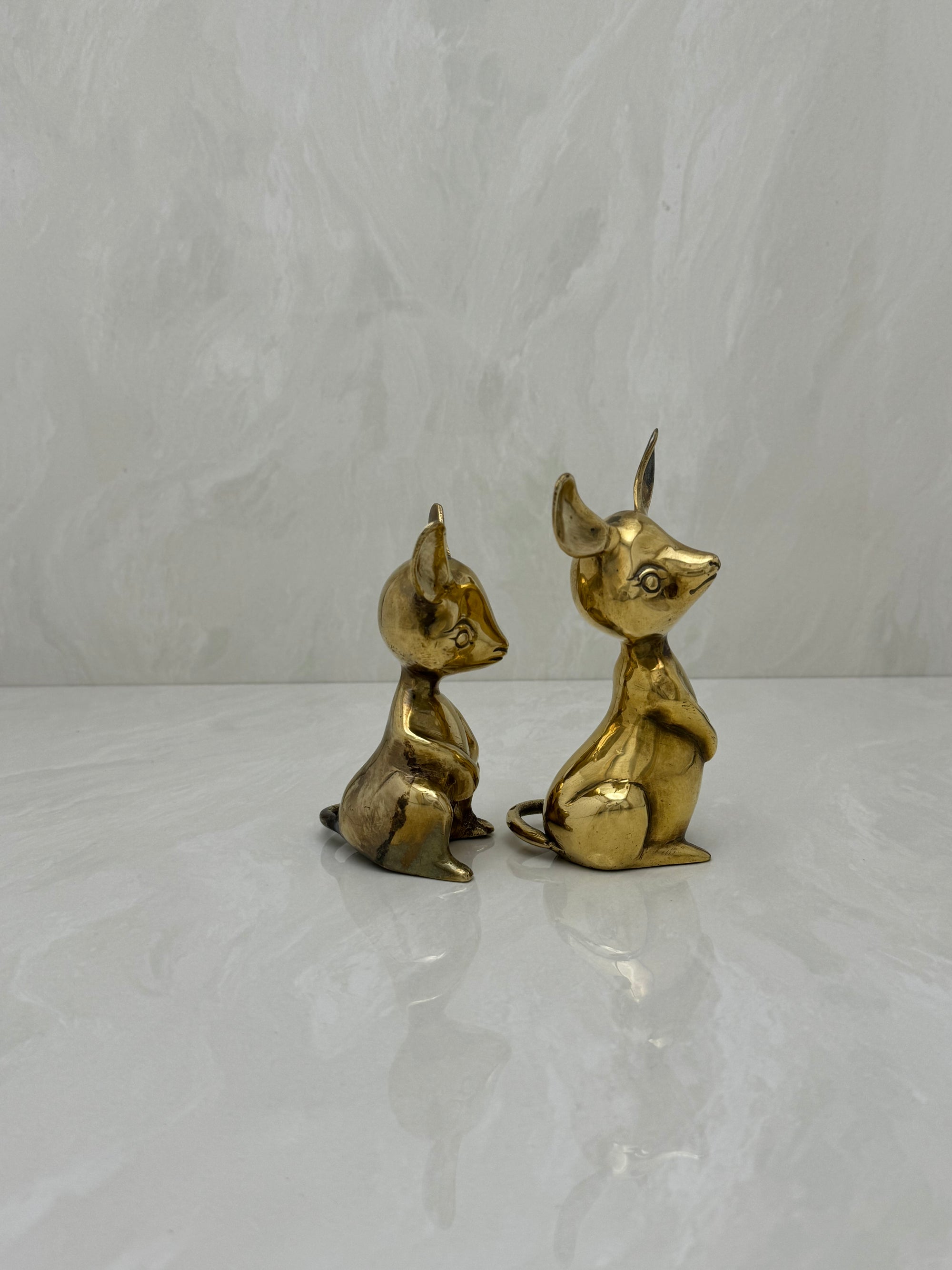Vintage Brass Mice-A Pair