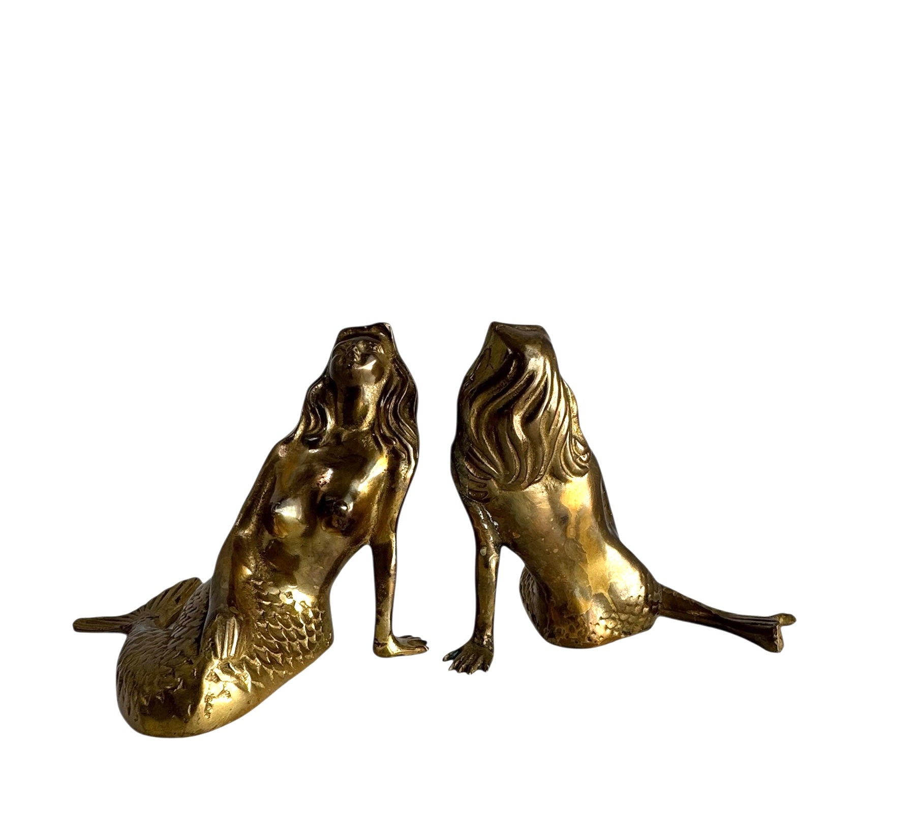 Vintage Brass Mermaid Pair