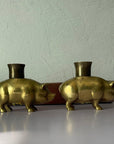 Vintage Brass Pig Candlestick Holders-A Pair by Fritz Brass