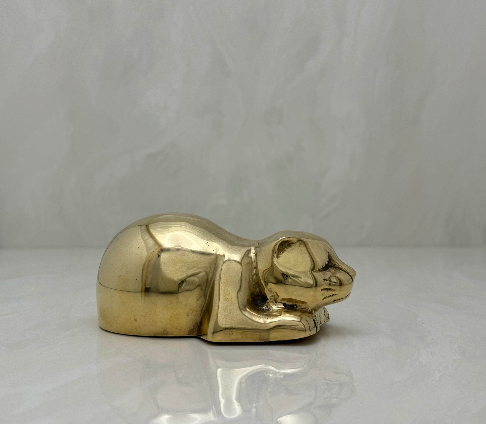 Sweet Vintage Brass Sleeping Cat