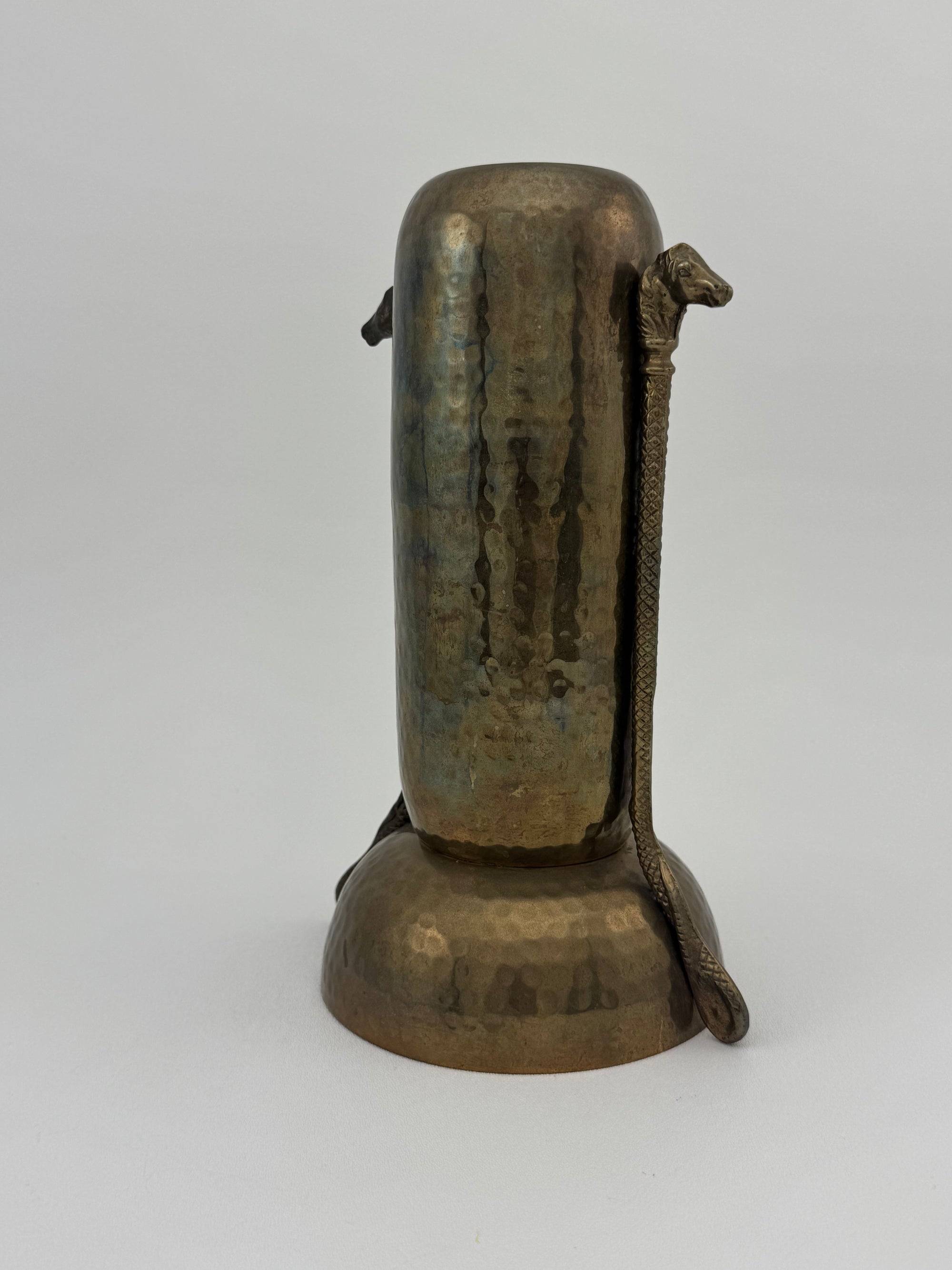 Vintage Brass Hammered Vase With Horse Head Handles