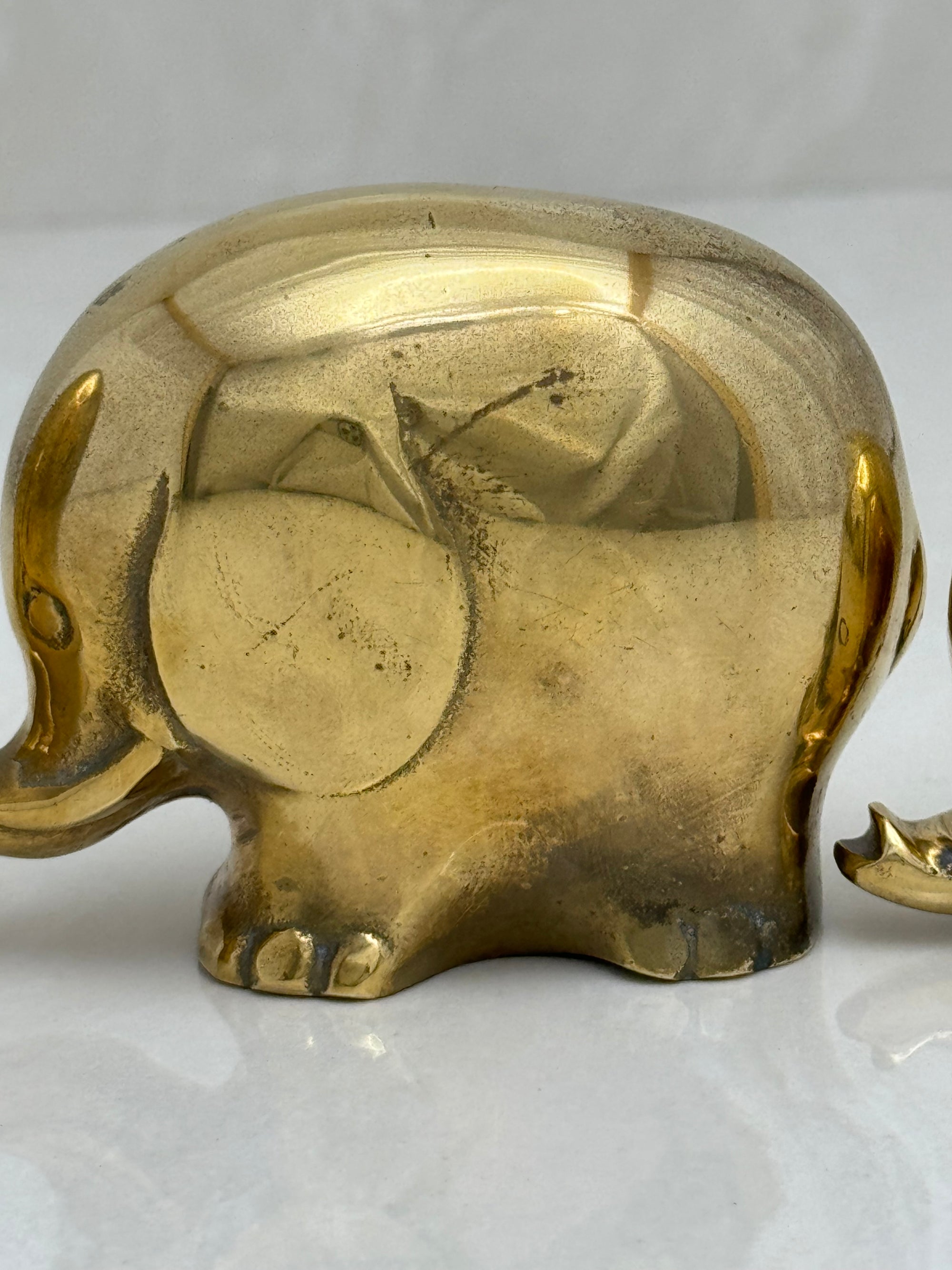 Vintage Brass Elephant Family-A Set of Three