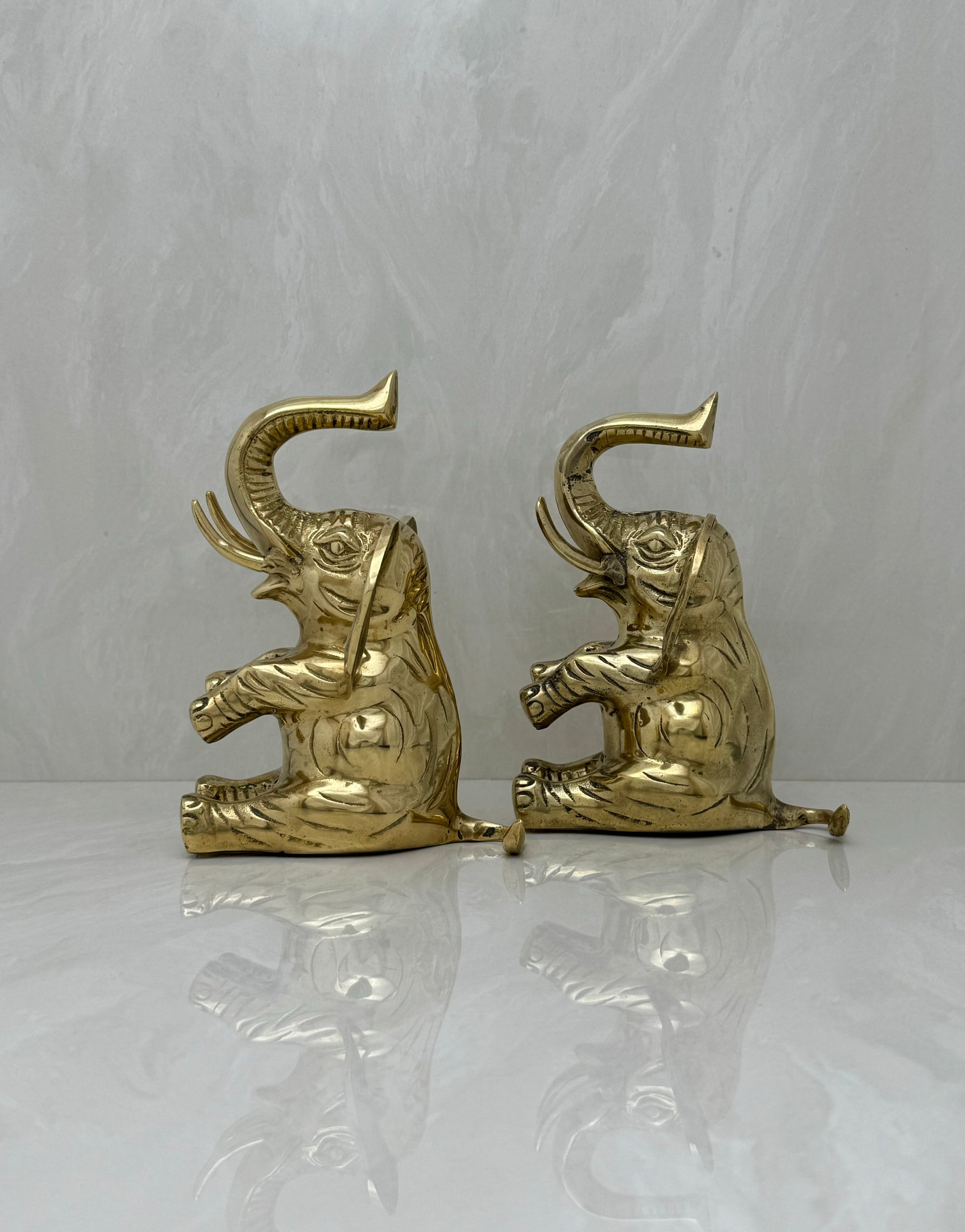 Vintage Brass Elephants-A Pair