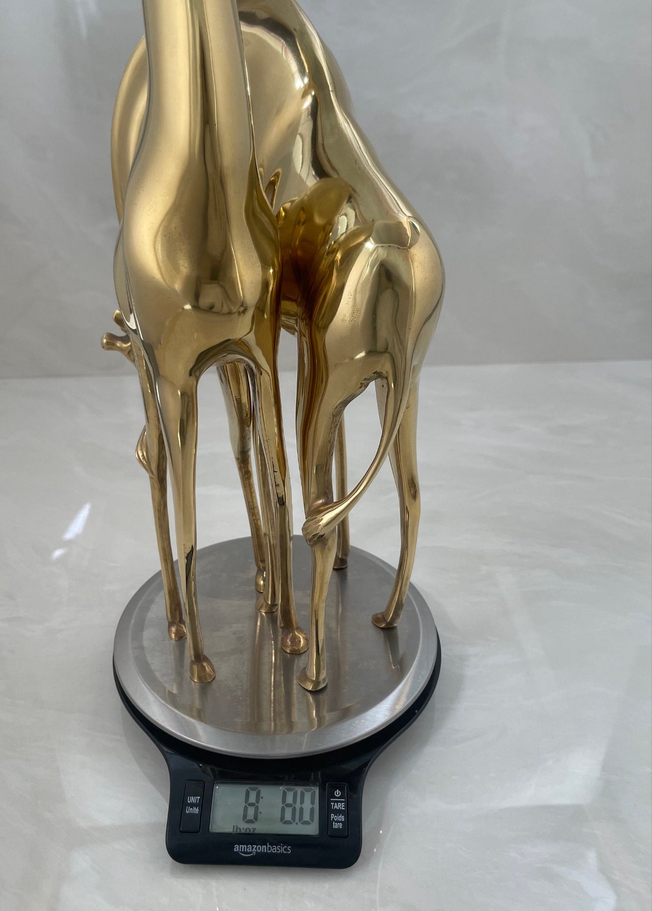 Vintage Brass Giraffe Pair – Tall Sculptural Mid Century Modern Figurines – Hollywood Regency Safari Decor – Statement Brass Animal Duo