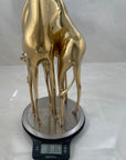Vintage Brass Giraffe Pair – Tall Sculptural Mid Century Modern Figurines – Hollywood Regency Safari Decor – Statement Brass Animal Duo
