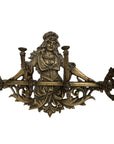 Antique Brass Wall Hook Rack – Victorian Lady Motif, Ornate Rococo Detail (8 lbs)