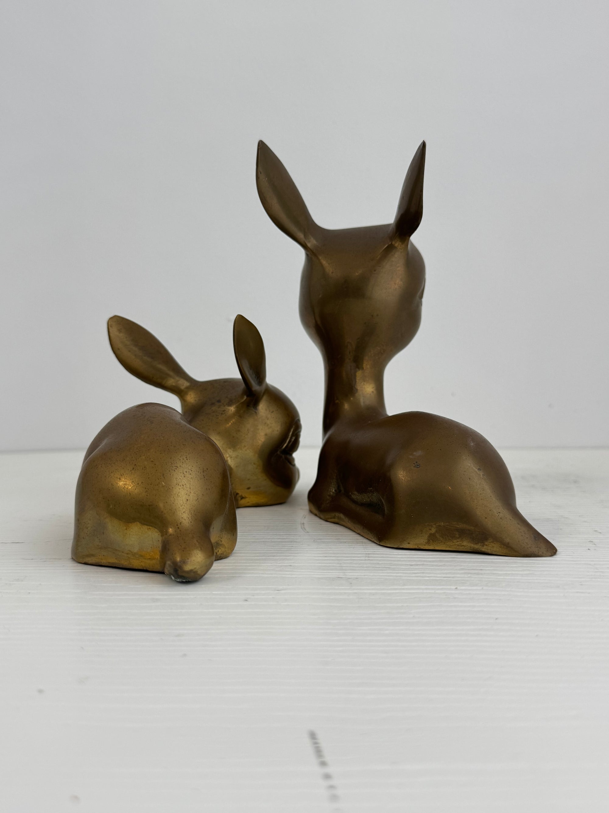 Vintage Brass Resting Deer Pair