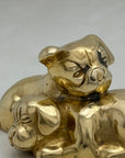 Cute Small Vintage Brass Sleeping Bulldog Puppies-A Collectible