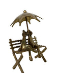 Vintage Brass Frog Couple Under Umbrella | Mid-Century Whimsical Figurine