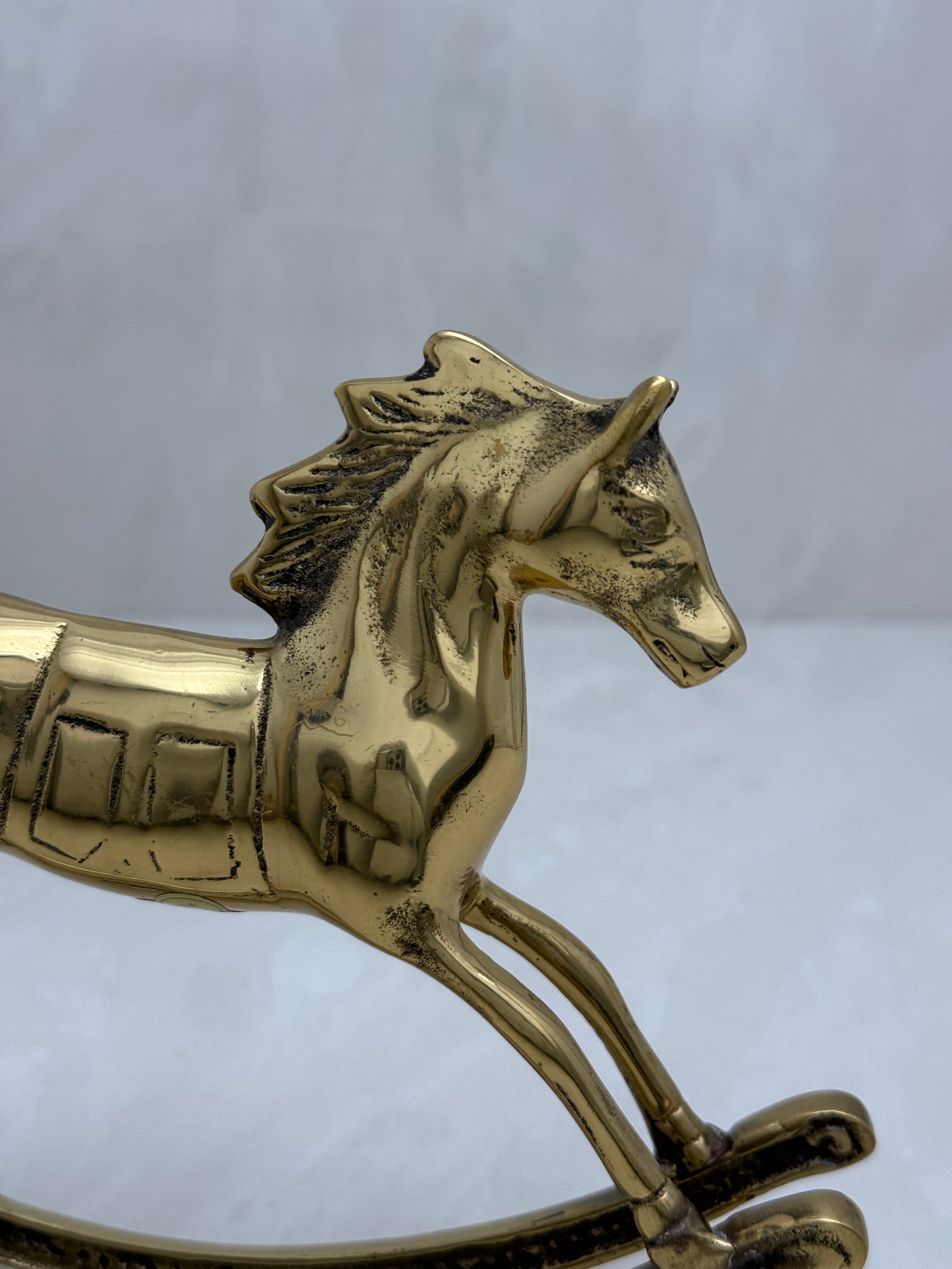 Vintage Brass Rocking Horse Figurine