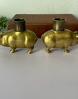 Vintage Brass Pig Candlestick Holders-A Pair by Fritz Brass