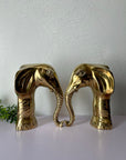 Vintage Brass Elephant Bookends- A Pair