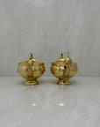 Vintage Brass Flower Bowls With Peacock Handles-A Pair