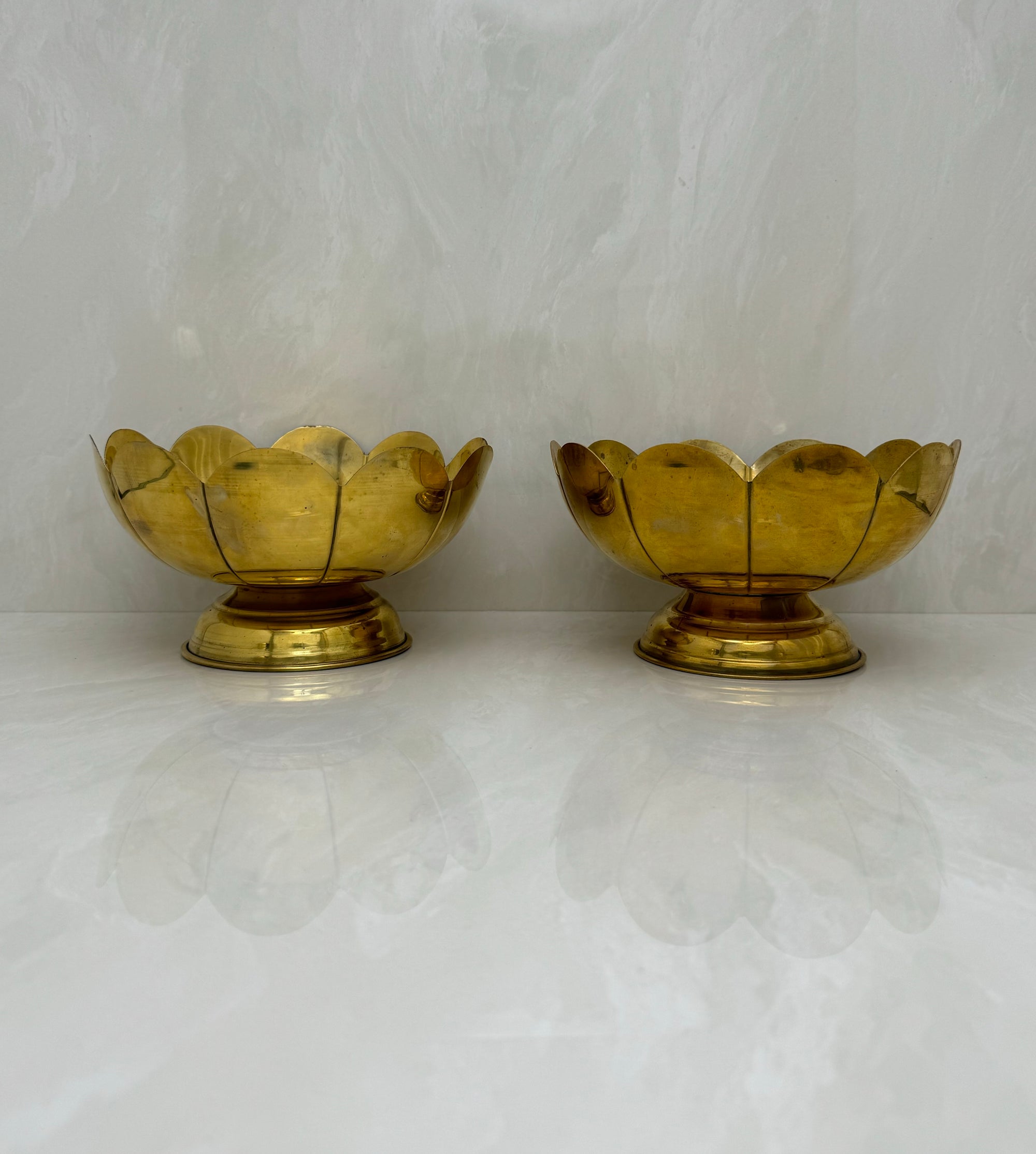 Vintage Brass Floral Bowls- A Three Piece Lightweight Set