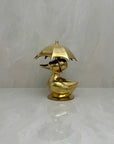 Vintage Brass Duck Under Umbrella