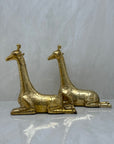 Vintage Brass Sitting Giraffes-A Pair