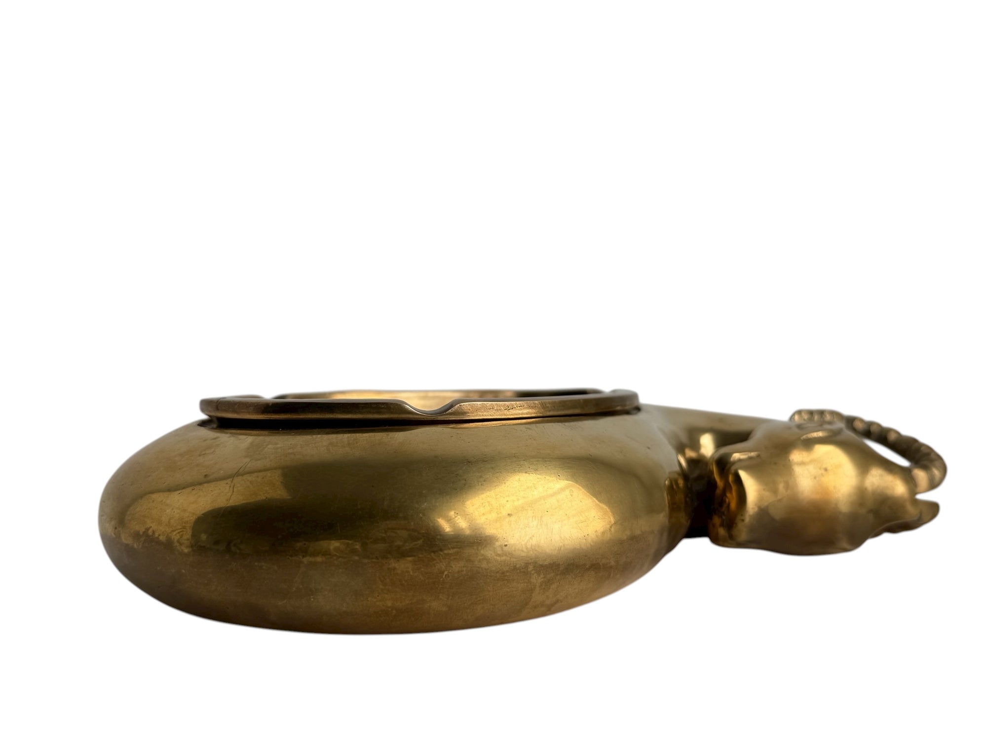 1980 Dolbi Cashier Brass Ram Ashtray/Wishburner– Sculptural Mid-Century Catchall