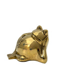 Vintage Polished Unlacquered Brass Relaxed Frog Sculpture Over 3 Pounds- Made in Korea