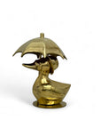 Vintage Brass Duck Under Umbrella