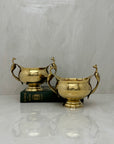 Vintage Brass Flower Bowls With Peacock Handles-A Pair