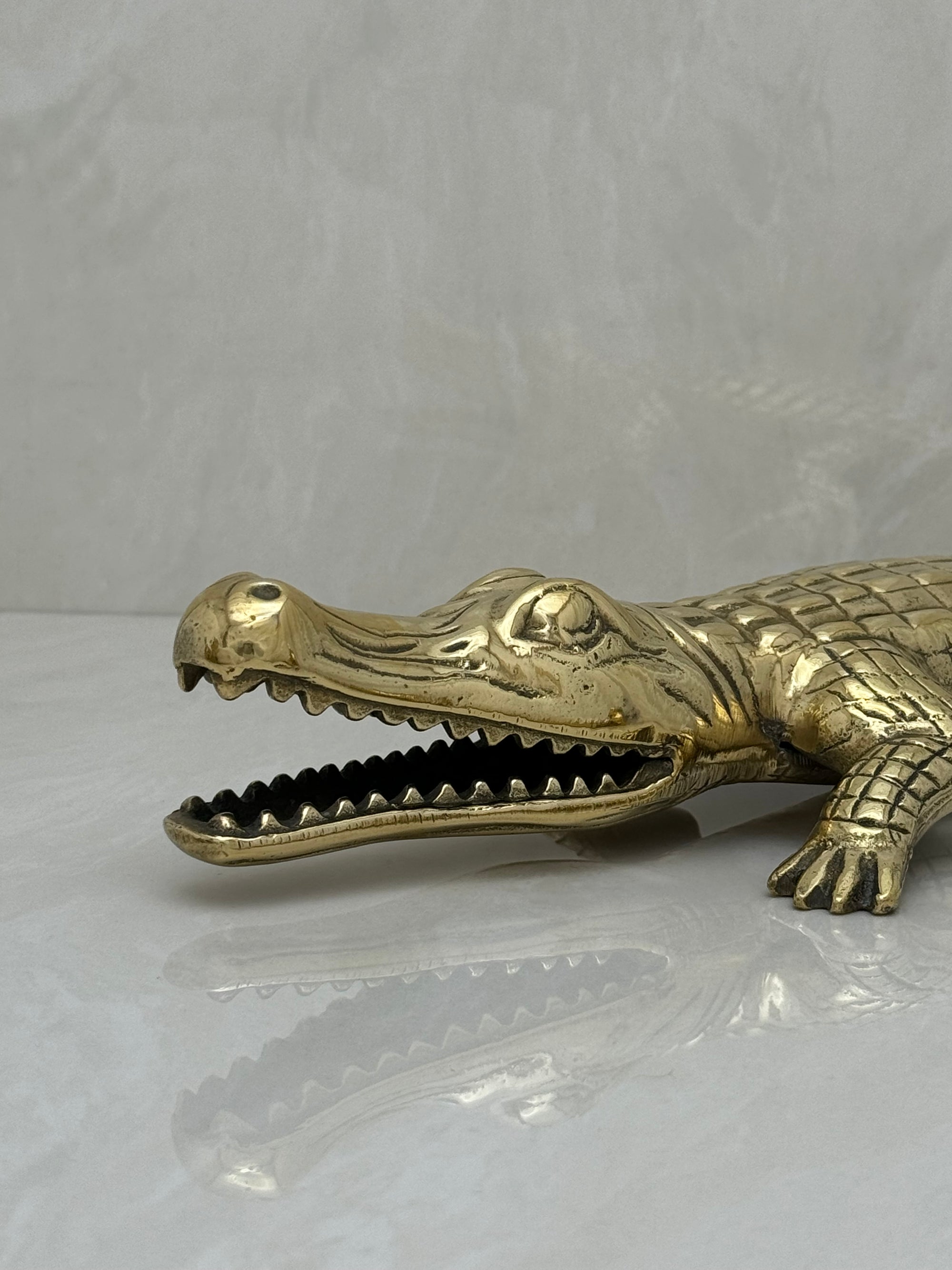 Large Vintage Brass Alligator