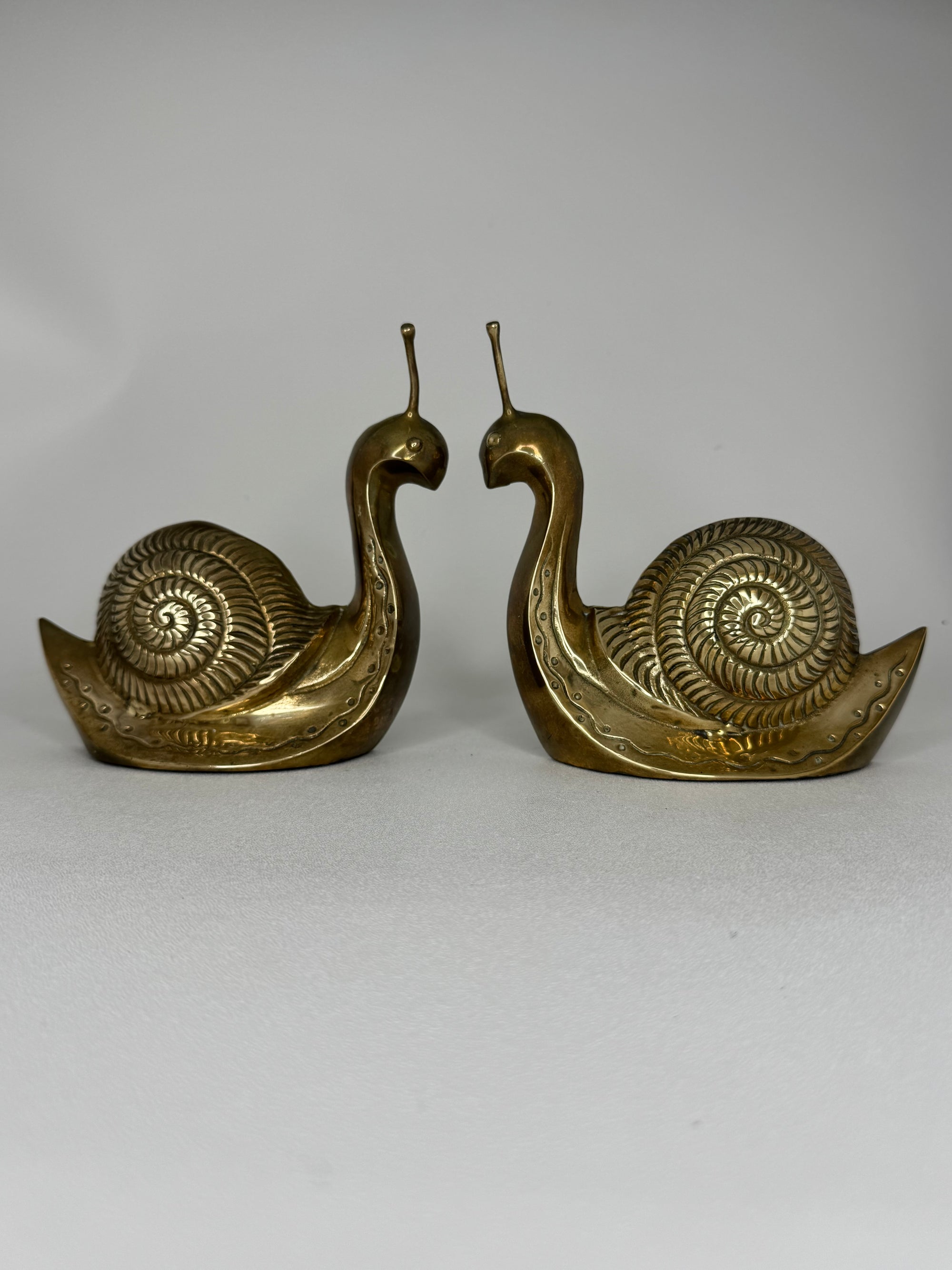 Vintage Brass MCM Split Snail Bookends-A Pair