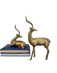 Vintage Mid-Century Brass Antelope Sculptures – Pair