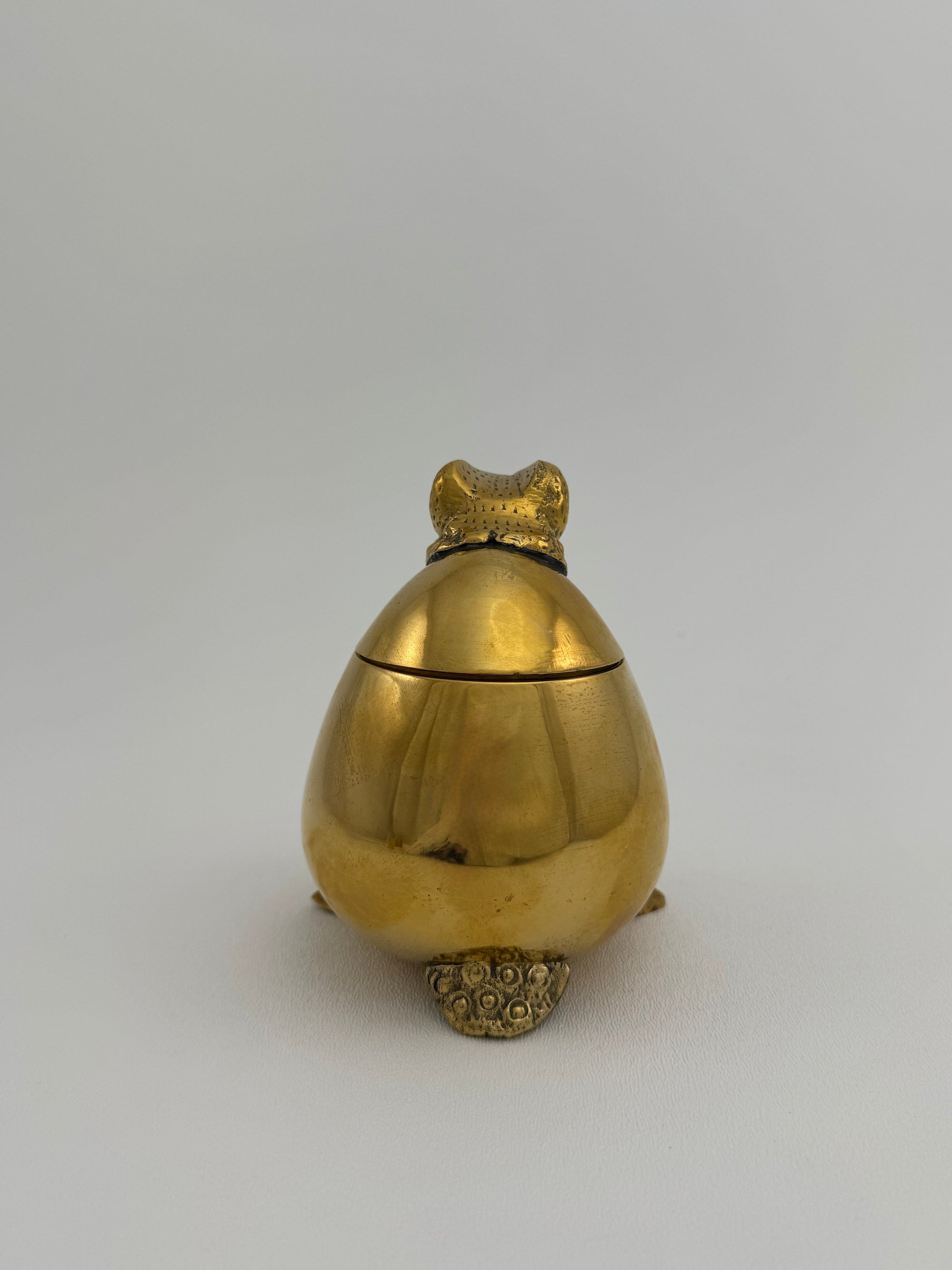 Vintage Brass Frog Lidded Trinket/Candle Pot