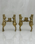 Vintage Bronze Pig Chef Candleholders-A Pair