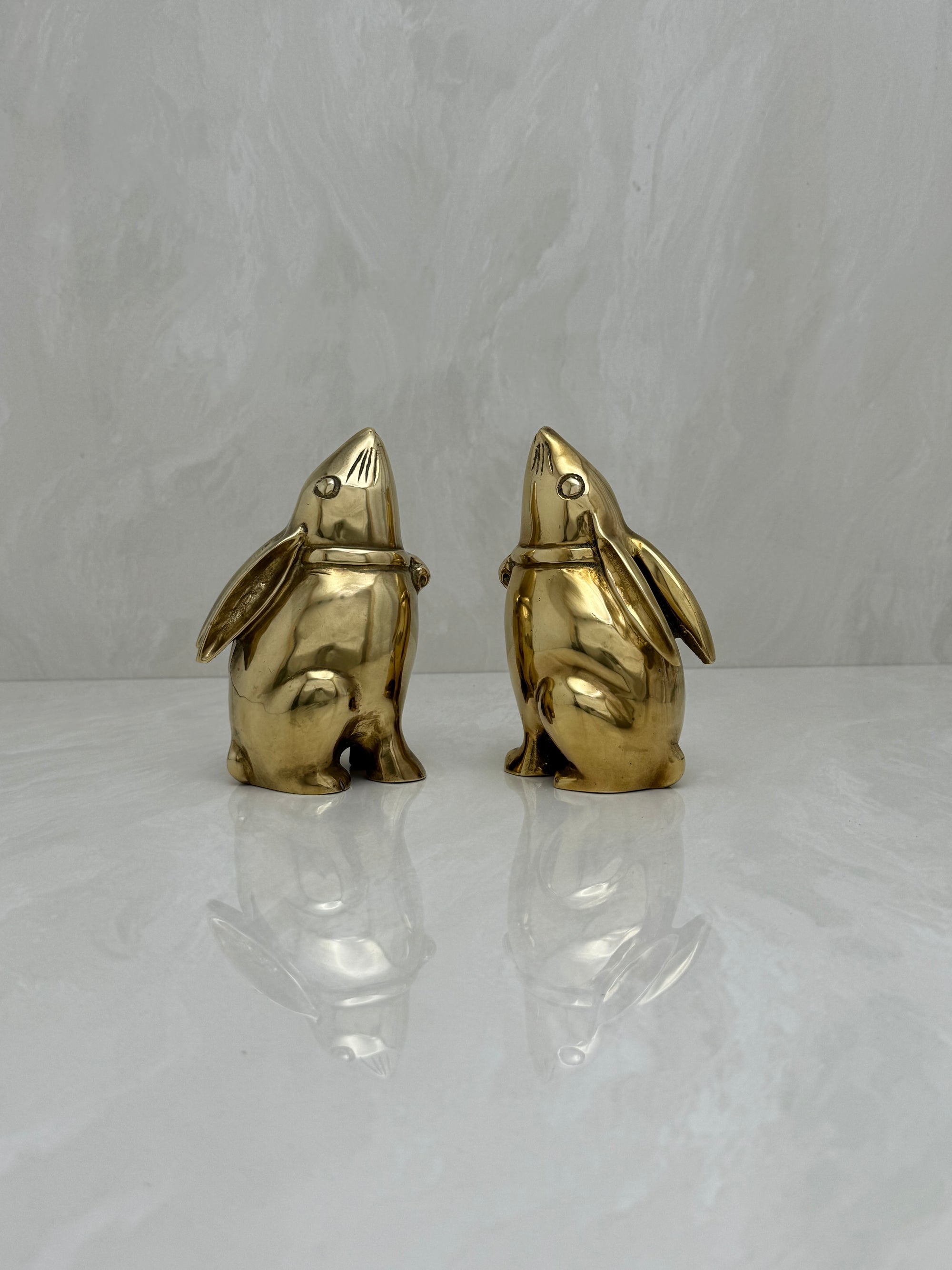 Vintage Brass Moon Gazing Bunnies-A Pair