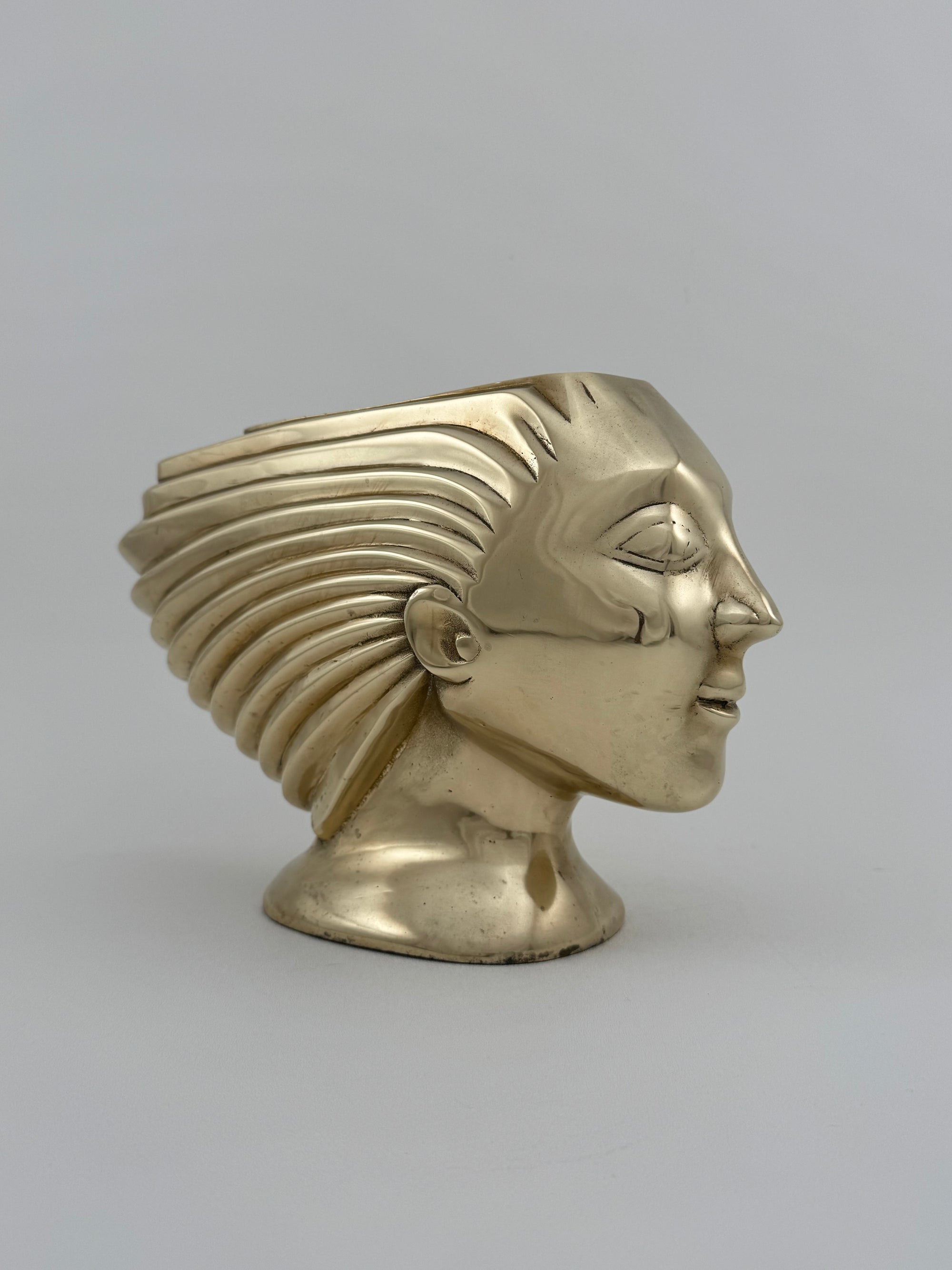 Rare Vintage Dolbi Cashier Brass Woman Head Sculpture – Flowing Hair Bust, 10 lbs
