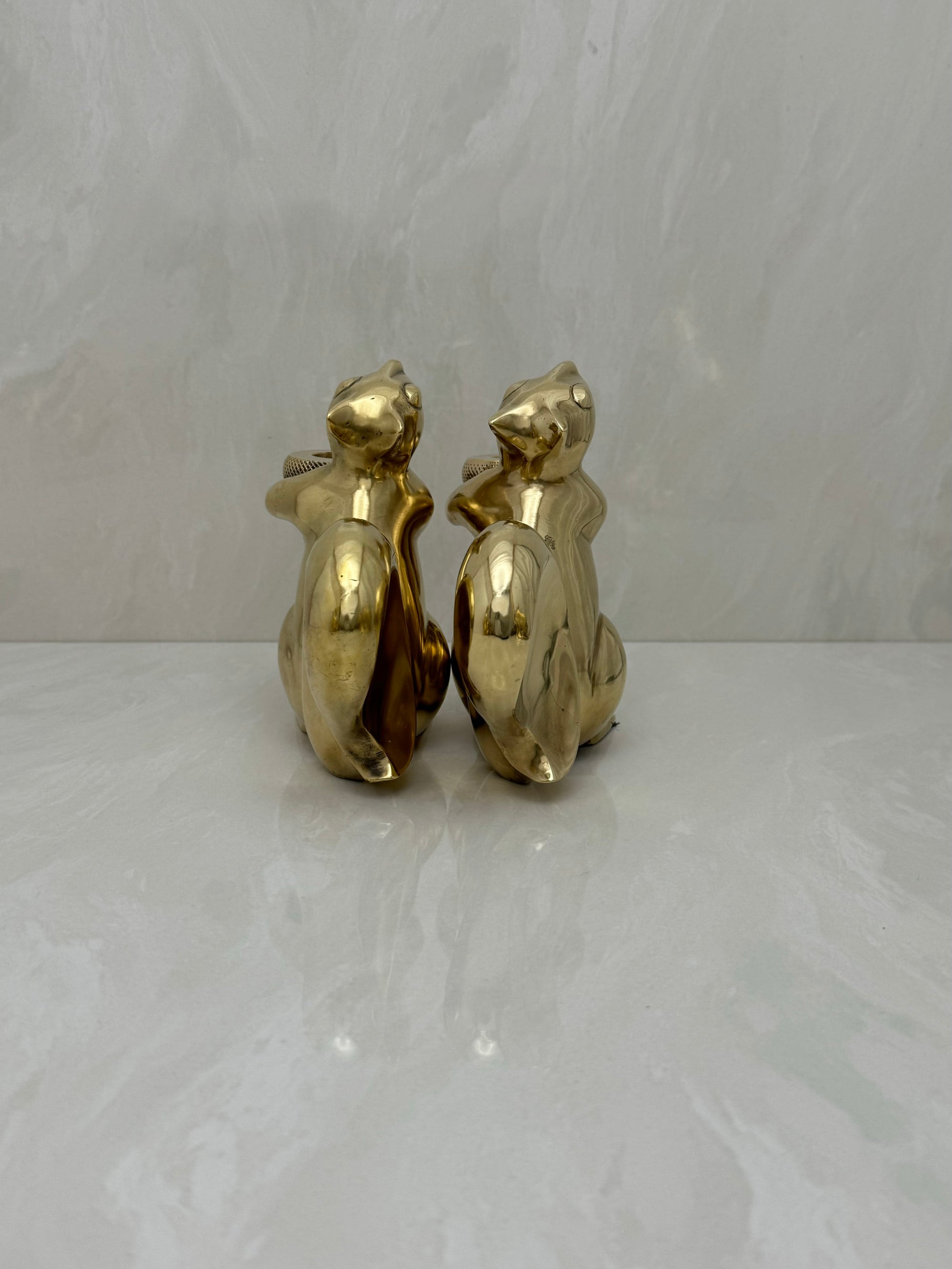 Bronze Squirrel Candleholders-A Pair