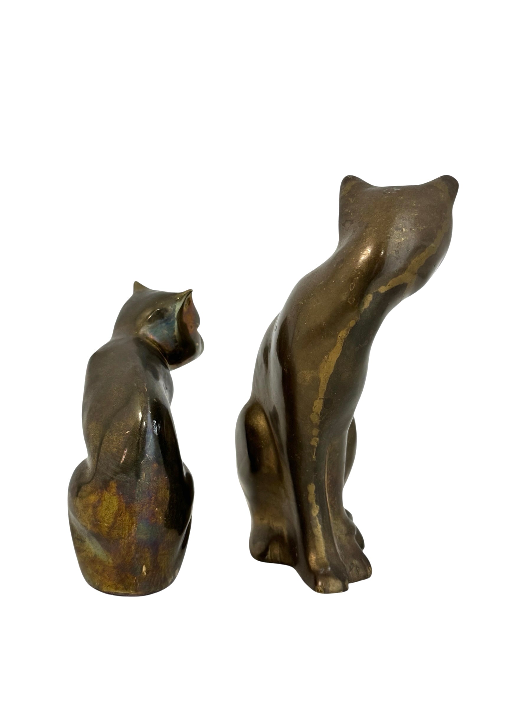 Vintage Brass Cat Pair